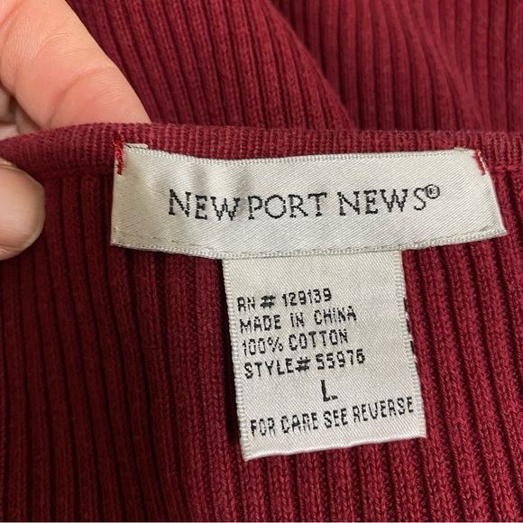 Newport News Burgundy Ribbed Long Legging Length Sweater - Picture 5 of 6